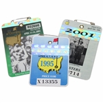 1995, 2001 & 2002 Masters SERIES Badges - Tigers Debut & Back-to-Back Wins Inc. Grand Slam