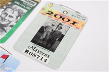 1995, 2001 & 2002 Masters SERIES Badges - Tiger's Debut & Back-to-Back Wins Inc. Grand Slam