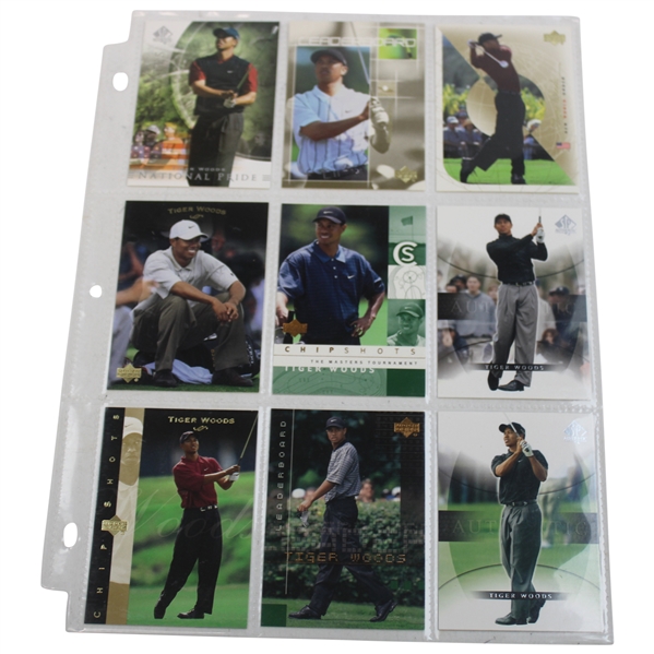 Nine (9) Tiger Woods Upper Deck & SP Authentic Golf Cards 