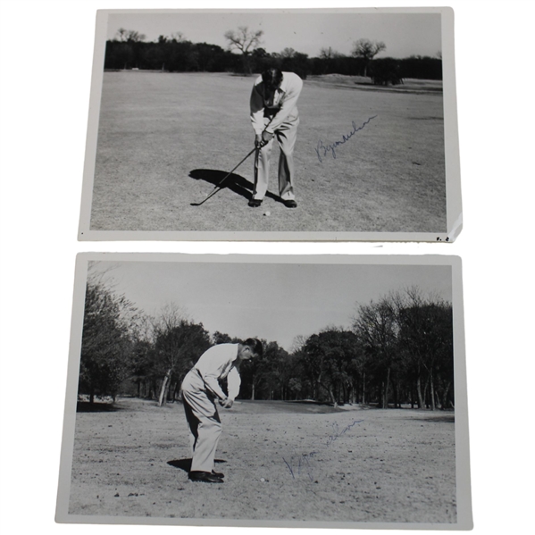 Two (2) Byron Nelson Signed Swing Sequence Photos JSA ALOA