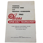 1963 Texas Open Golf Tournament Pairing Starting Times & Personal Scorekeeper