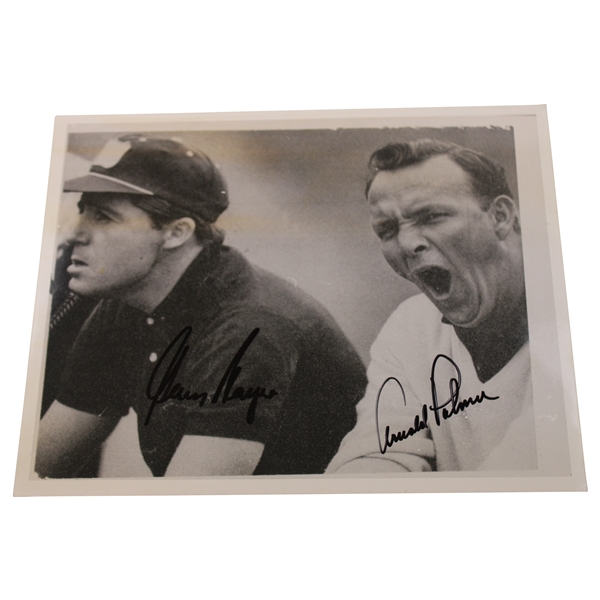 Arnold Palmer & Gary Player Signed Sitting & Waiting 8x10 B&W Photo JSA ALOA