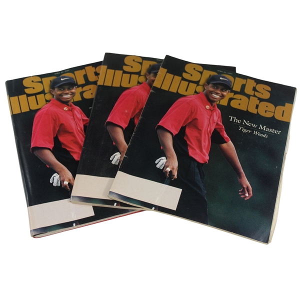 Three (3) 1997 Sports Illustrated Magazines with Tiger Woods Cover - April 21st