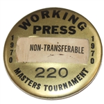 1970 Masters Tournament Working Press Badge #220 - Billy Casper Winner