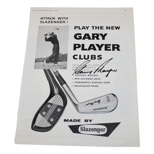 Gary Player Signed Gary Player Clubs Advertising Page JSA ALOA