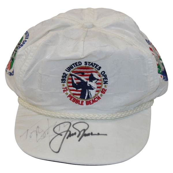 Jack Nicklaus & Tom Watson Signed 1992 Pebble Beach US Open Hat JSA ALOA