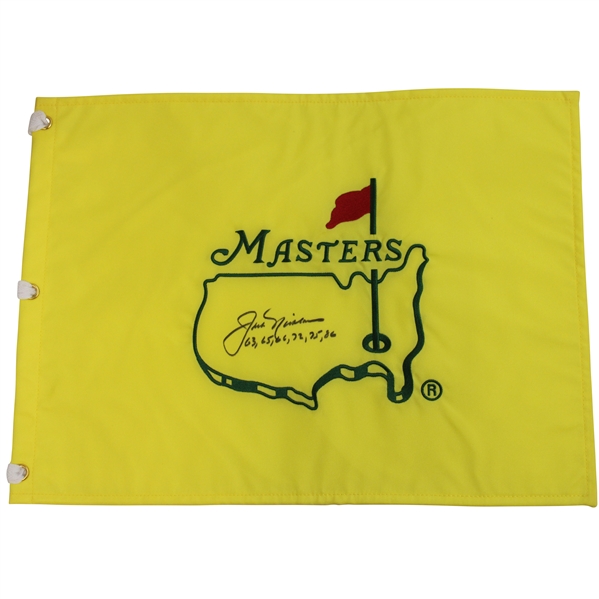 Jack Nicklaus Signed Masters Undated Embroidered Flag with Years Won JSA ALOA