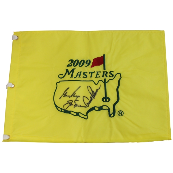 Palmer, Nicklaus & Player Big 3 Signed 2009 Masters Embroidered Flag JSA ALOA