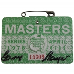 Gary Player Signed 1978 Masters Tournament SERIES Badge #15309 JSA ALOA