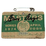 Gary Player Signed 1974 Masters SERIES Badge #29340 JSA ALOA