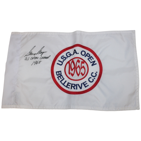 Gary Player Signed US Open at Bellerive CC Embroidered Flag Inscribed US Open Champ 1965 JSA ALOA