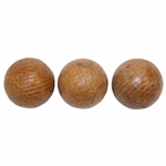 Three Unused Brown Rubber Score Guttie Style Golf Balls