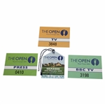 Four (4) The Open Championship Passes - 2003 TV, 2003 Press, 2003 Season & 2004 BBC TV