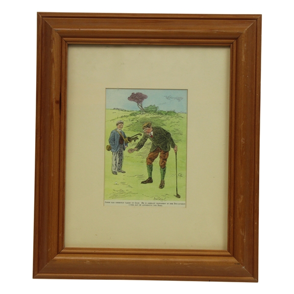 1902 Jones Has Recently Taken Up Golf Cartoon Print by Bernard Partridge - Framed