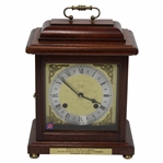 2000 PGA Cup Celtic Manor Presentation Woodford Mahogany & Brass Face Chiming Mantle Clock w/Key