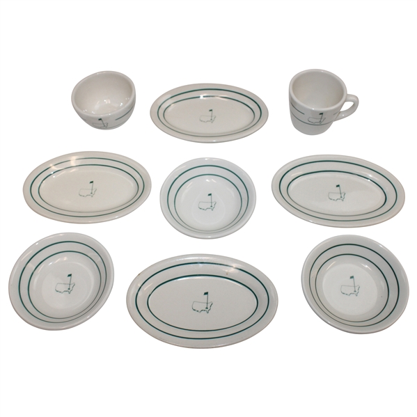 Nine (9) Various Classic Masters Logo Ceramic Dishes - Cup, Mug, Plates, Bowls, Dishes