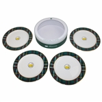 Four (4) Masters Tournament Home Collection Tartan Cocktail Plates in Original Box