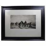 1859 A Summer Evening on the Musselburgh Links: Golfers Monochrome Photogravure Charles Lee - Framed