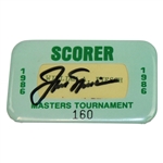 Jack Nicklaus Signed 1986 Masters Tournament Scorer Badge #160 JSA ALOA