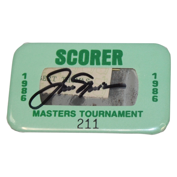 Jack Nicklaus Signed 1986 Masters Tournament Scorer Badge #211 JSA ALOA