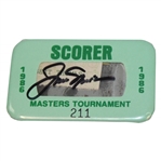 Jack Nicklaus Signed 1986 Masters Tournament Scorer Badge #211 JSA ALOA