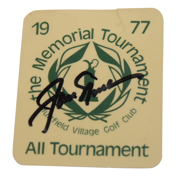 Jack Nicklaus Signed 1977 Memorial Tournament All Tournament Badge #7942 JSA ALOA