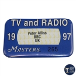 1997 Masters Tournament TV And Radio Badge #265 - Peter Allis BBC UK