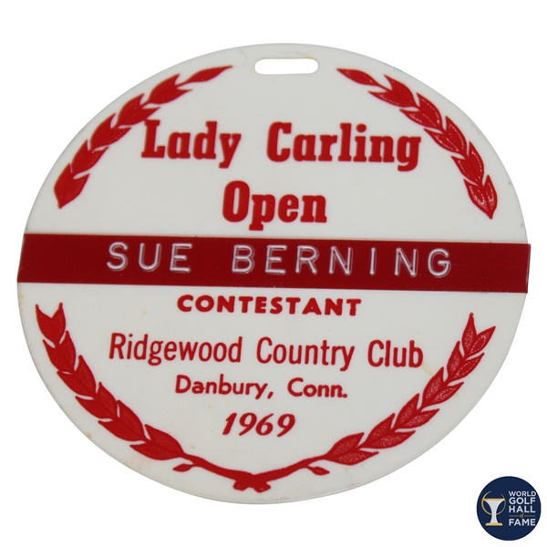 Susie Maxwell Bernings 1969 Lady Carling Open Contestant Bag Tag - Sue Berning