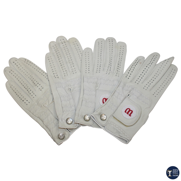 Four (4) of Carol Manns Personal Wilson Left Handed Golf Gloves - WGHoF Collection