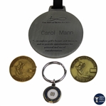 Carol Manns 1988 US Open Key Ring, Shivas Bag Tag, & Two (2) Womens Intl. Medallions - WGHoF Collection