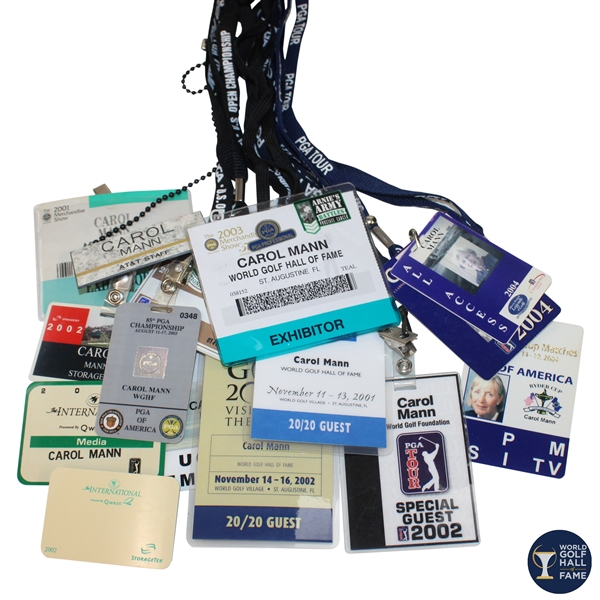 Large Grouping of Various Carol Mann Access Credentials & Badges - World Golf Hall of Fame Collection