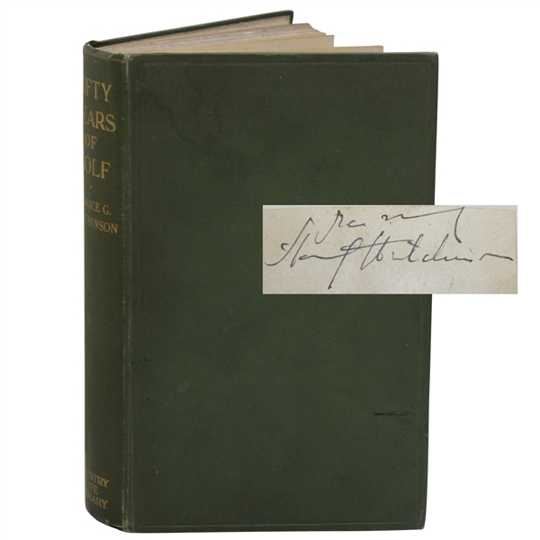 1919 Fifty Years of Golf Book by Horace Hutchinson w/Cut Signature