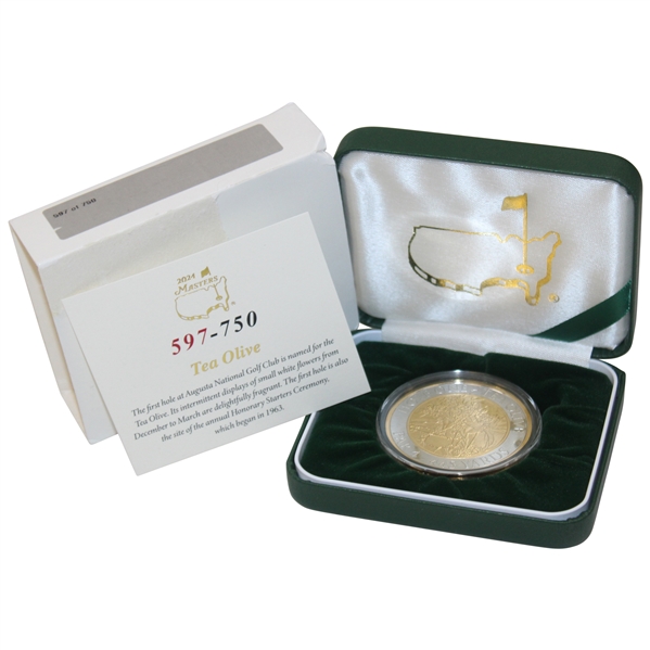 2024 Masters Tournament Ltd Ed Coin #597/750 in Box w/Card - Hole One Tea Olive