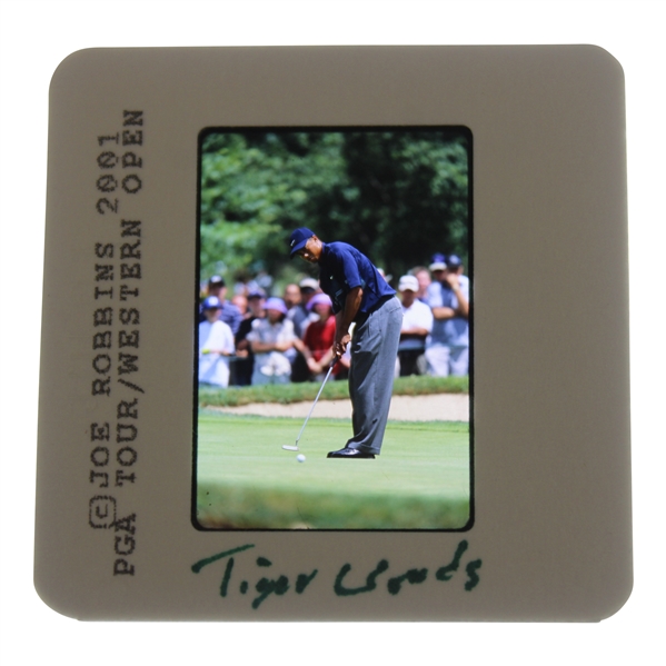 Tiger Woods Color Photo Negative - Joe Robbins 2001 PGA Tour/Western Open w/Handwritten Tiger Woods