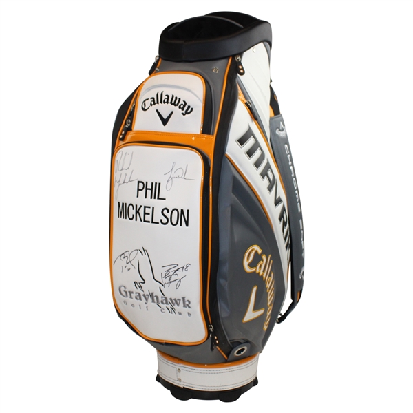 Tiger Woods, Tom Brady, Mickelson & Manning Signed Callaway The Match Golf Bag JSA ALOA