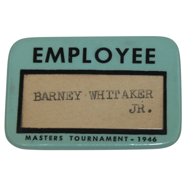 1946 Masters Tournament Employee Badge - First Tournament After WWII - Seldom Seen