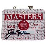 Jack Nicklaus Signed 1986 Masters Tournament SERIES Badge #A8395 JSA ALOA