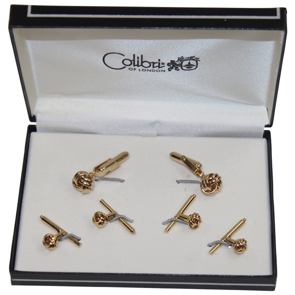 Paul Azingers Colibri of London Gold Tone Cufflinks & Clips Set in Box