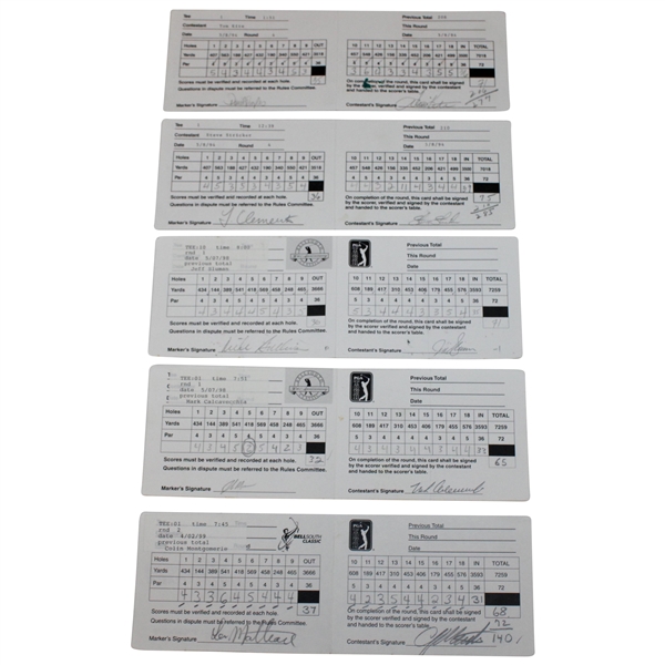 Kite, Sluman, Calcavecchia & Seven (7) others Signed 1994, 1998 & 1999 Bellsouth Classic Scorecards