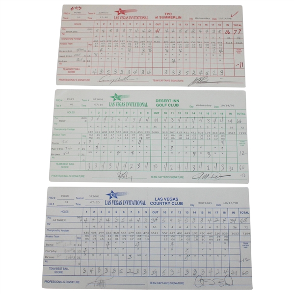 Tway, Wadkins, Azinger & Three (3) others Signed 1998 Las Vegas Invitational Scorecards