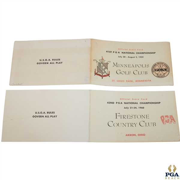 1959 & 1960 PGA Championship Official Scorecards - Minneapolis GC & Firestone CC