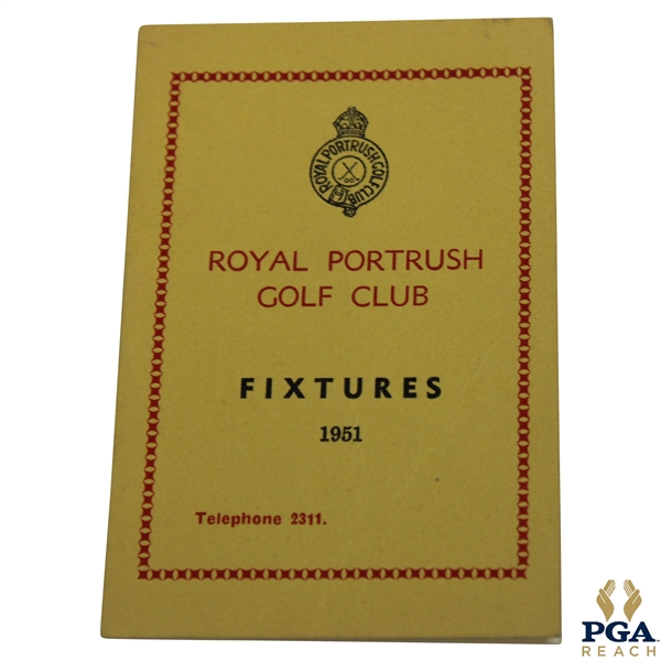 1951 Royal Portrush Golf Club Fixtures Booklet