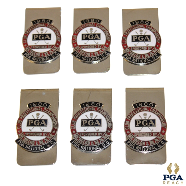 Six (6) 1980 PGA of America Club Professional Championship at PGA National GC Clips/Badges