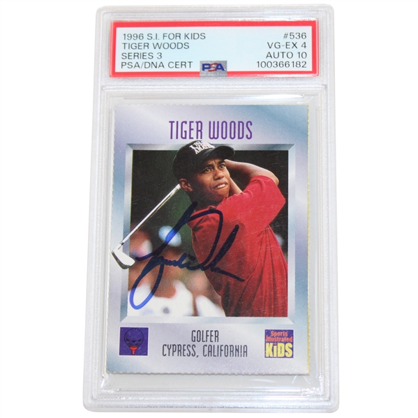 Tiger Woods Signed 1996 SI For Kids Series 3 Card PSA AUTO 10