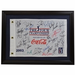 Tiger Woods, Pres. Bush & Field Signed 2003 The TOUR Championship Embroidered Flag - Framed JSA ALOA