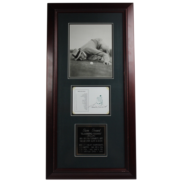 Sam Snead Signed Augusta National Golf Club Masters Scorecard w/Framed Photo Presentation JSA ALOA