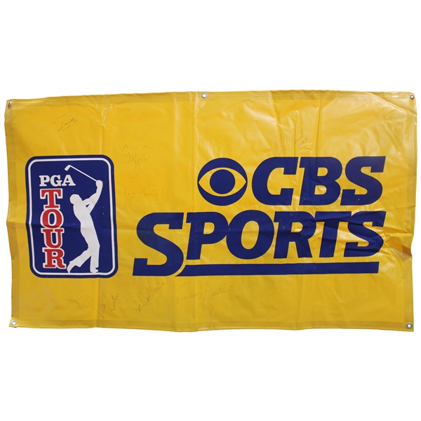 Nantz, McCord, Wadkins, Feherty & CBS Sports Masters Broadcast Team Signed Large Banner JSA ALOA