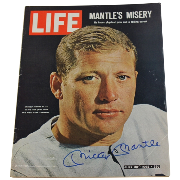 Mickey Mantle Signed 1965 LIFE Magazine Mantles Misery - July 30th JSA ALOA