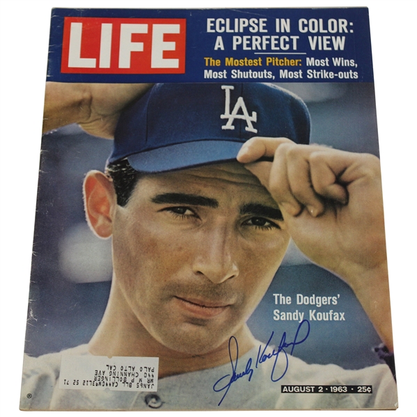 Sandy Koufax Signed 1963 LIFE Magazine The Mostest Pitcher - August 2nd JSA ALOA