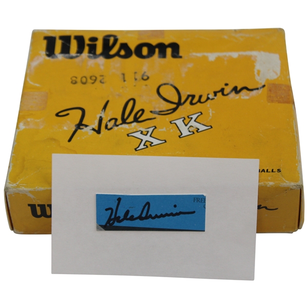 Hale Irwin Signed Cut Card w/1970 Wilson Hale Irwin X K Golf Balls Box w/Balls JSA ALOA